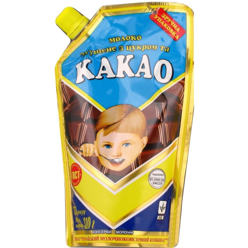Молоко сгущенное Первомайский МКК какао 7,5% дой пак, 290г (4820012683451)