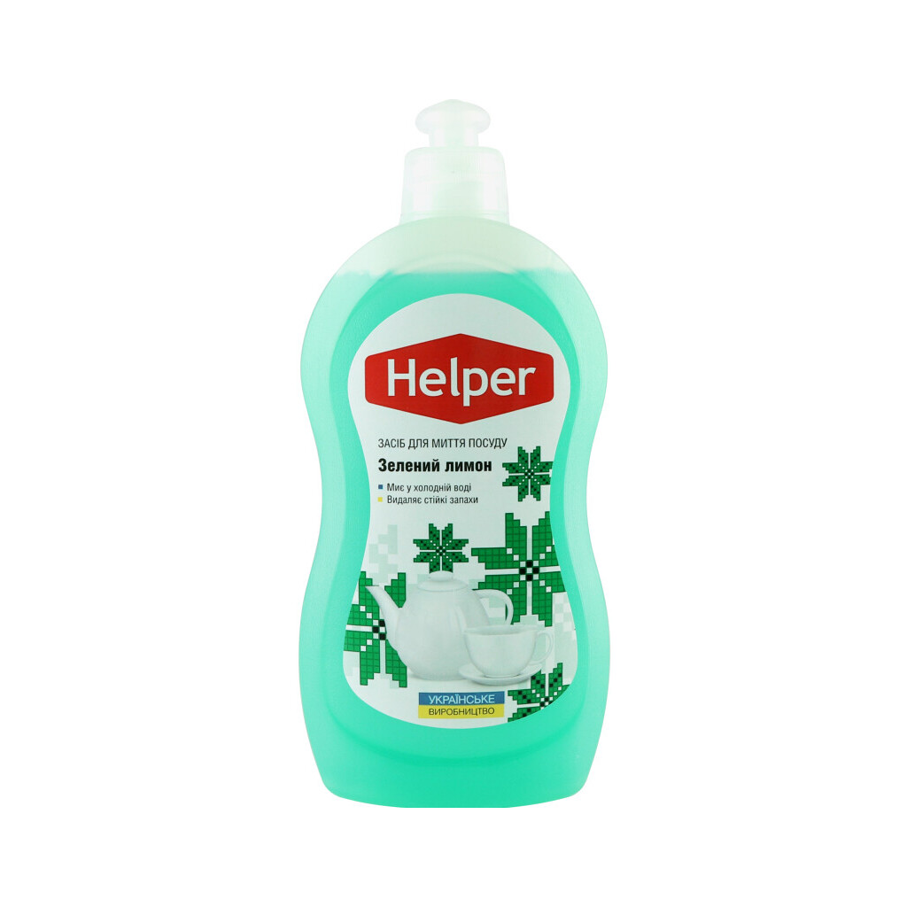 Средство для мытья посуды Helper Зеленый лимон, 495мл (4823019010534)