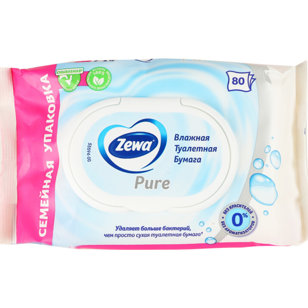 Бумага туалетная Zewa Pure Moist влажная, 80шт (7322541395050)