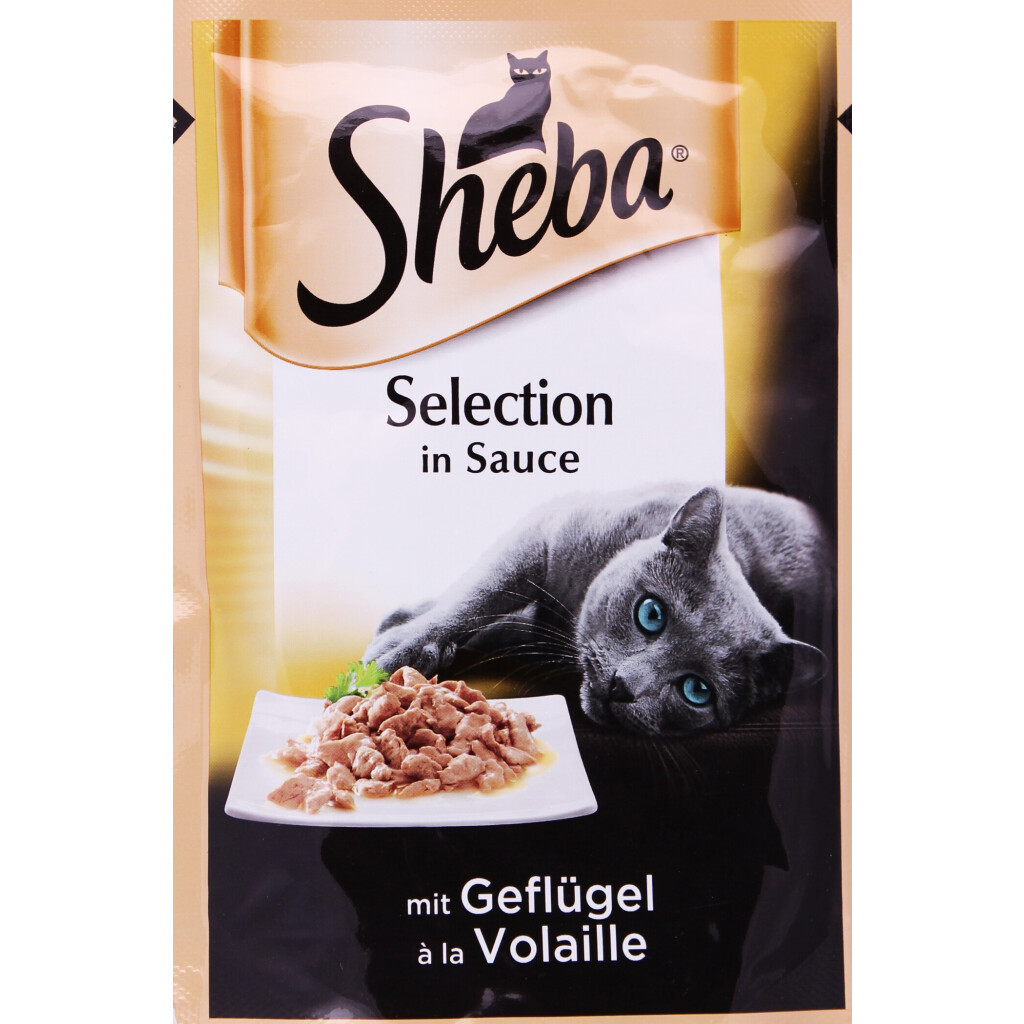 Корм для котов Sheba Black&Gold с домашней птицей в соусе, 85г (4770608253745)