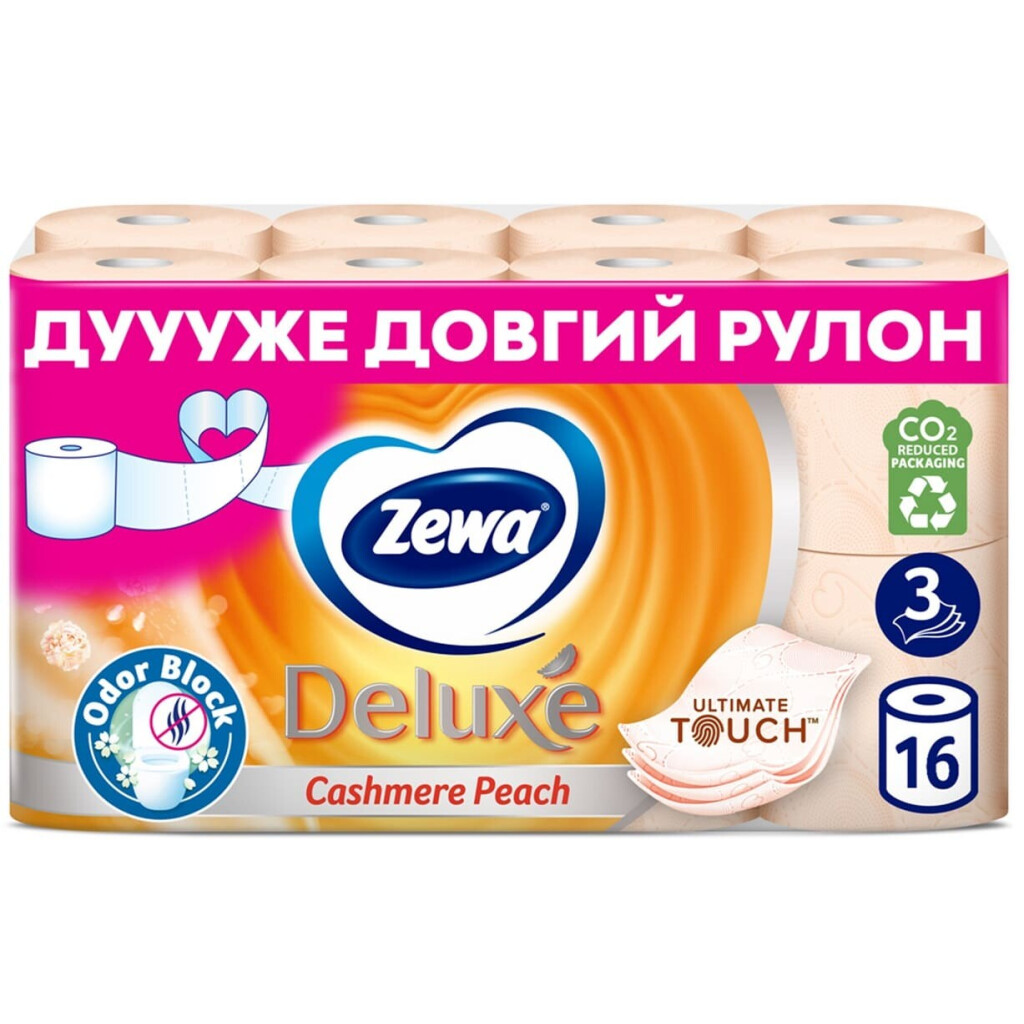 Туалетний папір Zewa Deluxe з ароматом персику, 16шт/уп (7322540201192)