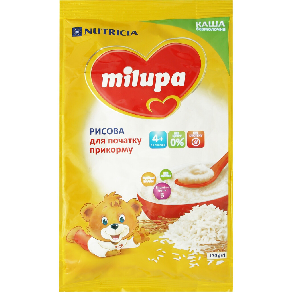 Каша рисовая Milupa безмолочная от 4  месяцев, 170г (5900852930058)