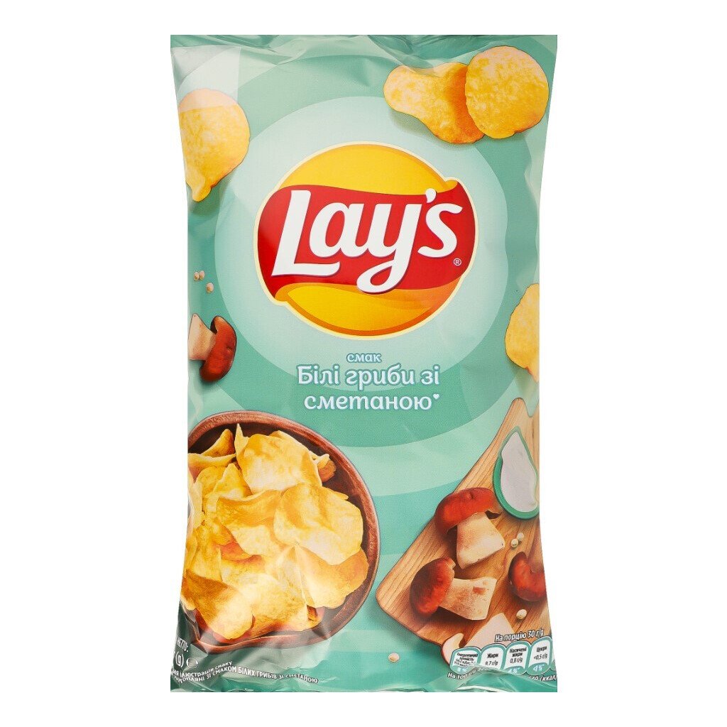 Чипси Lay's картопляні зі смаком білих грибів зі сметаною, 120г (4823063125475)