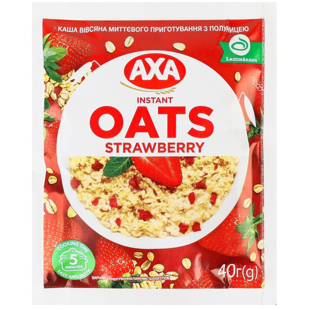 Каша вівсяна Axa з полуницею миттєвого приготування, 40г (4820008123268)