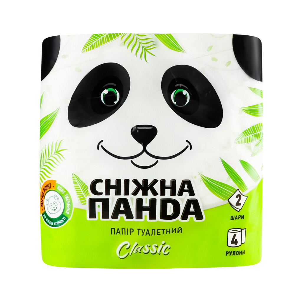 Бумага туалетная Сніжна панда Classic 2-слойная, 4шт/уп (4823019007619)