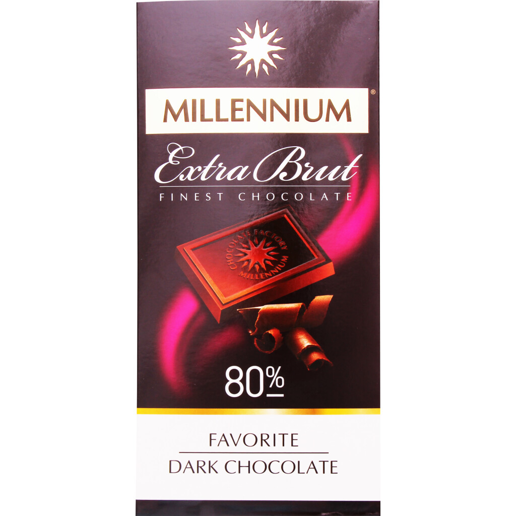 Шоколад черный Millennium Favorite Extra Brut 80%, 100г (4820005195848)