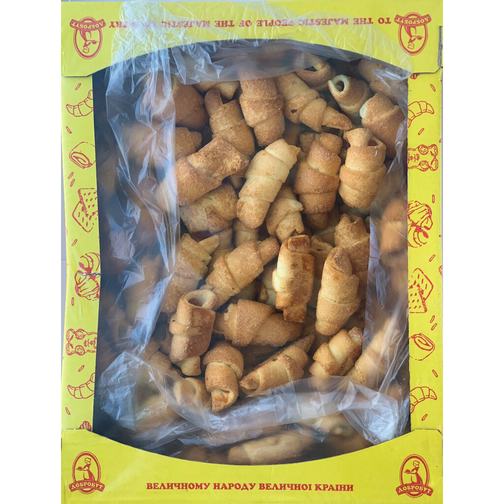 Печиво Добробут рогалик кукурудзяний з абрикосовим джемом, 2кг/ящ.