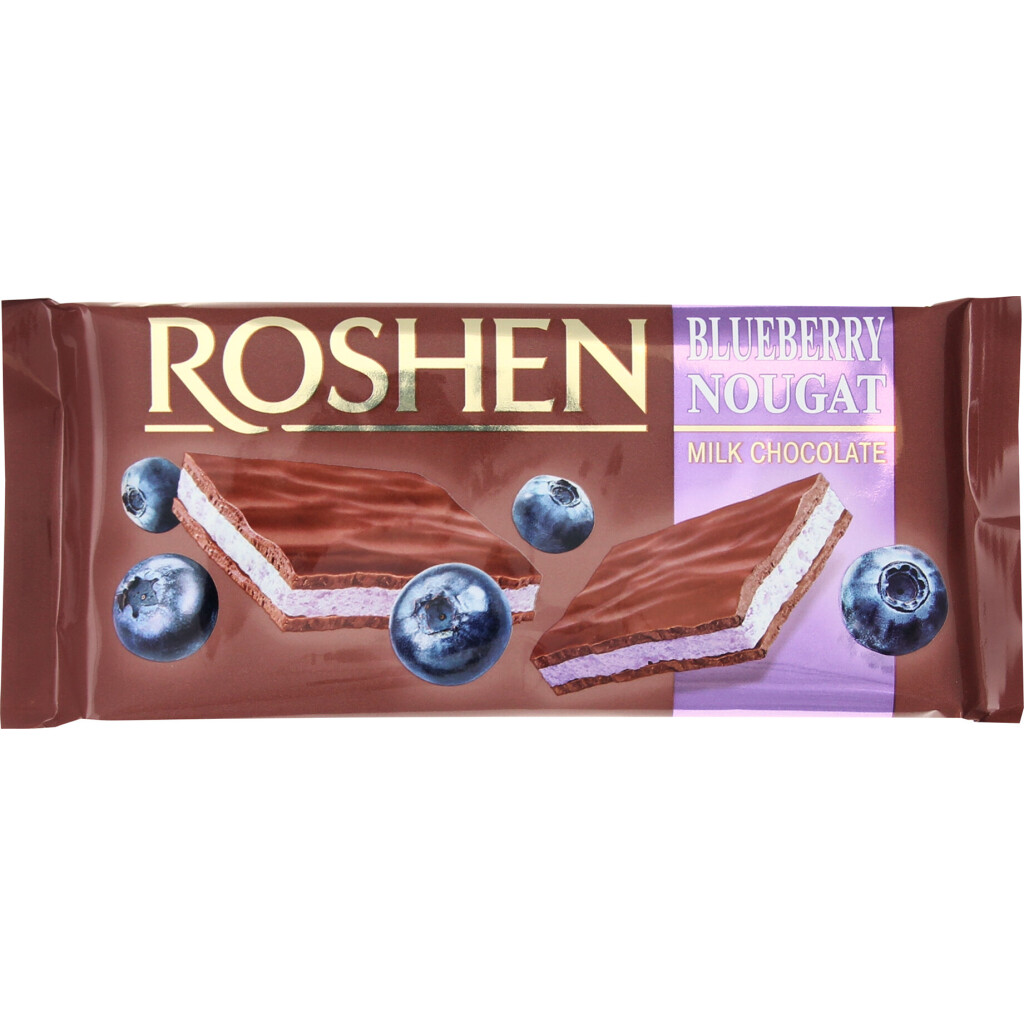 Шоколад молочный Roshen с черничной нугой, 90г (4823077614804)