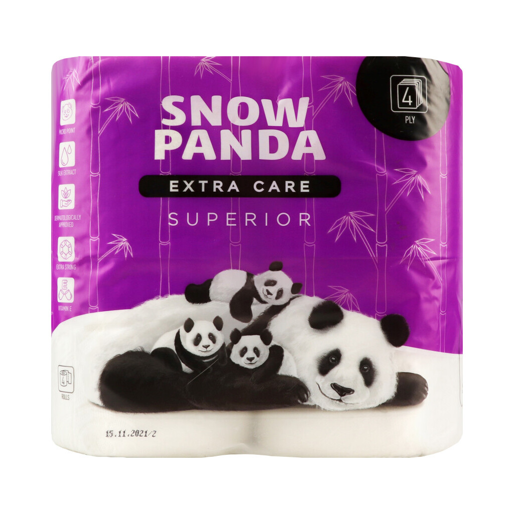 Бумага туалетная Сніжна панда Extra Care Superior 4-слойная, 4шт (4820183970626)