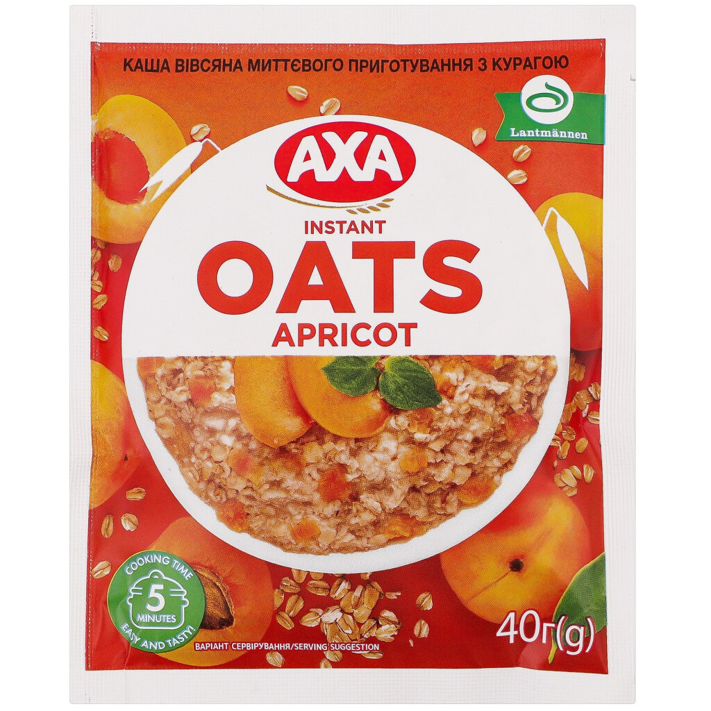 Каша вівсяна Axa з курагою миттєвого приготування, 40г (4820008126023)