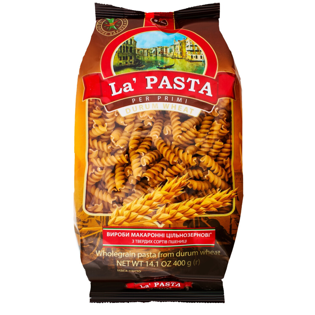 Изделия макаронные La Pasta Спираль цельнозерновые, 400г (4820211661540)