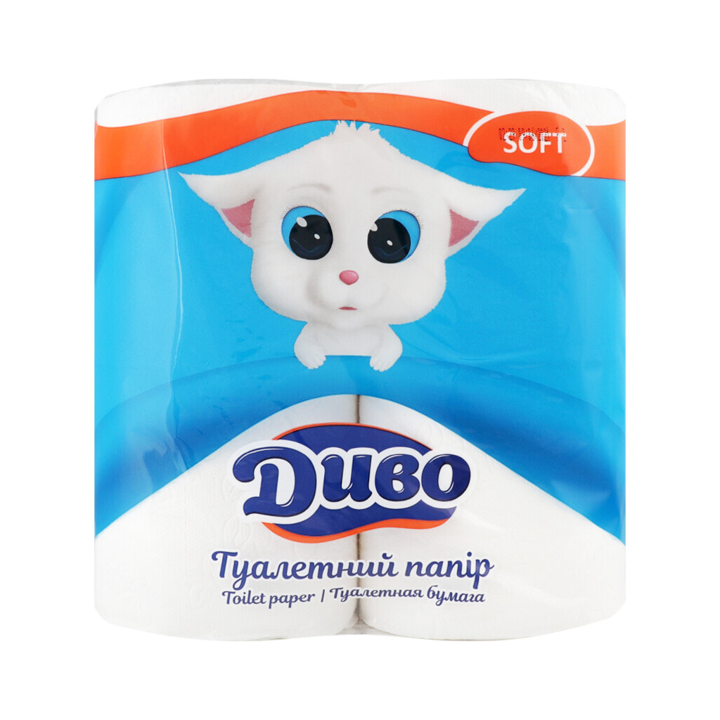 Бумага туалетная Диво целлюлозная 2-слойная, 4шт/уп (4820003831915)