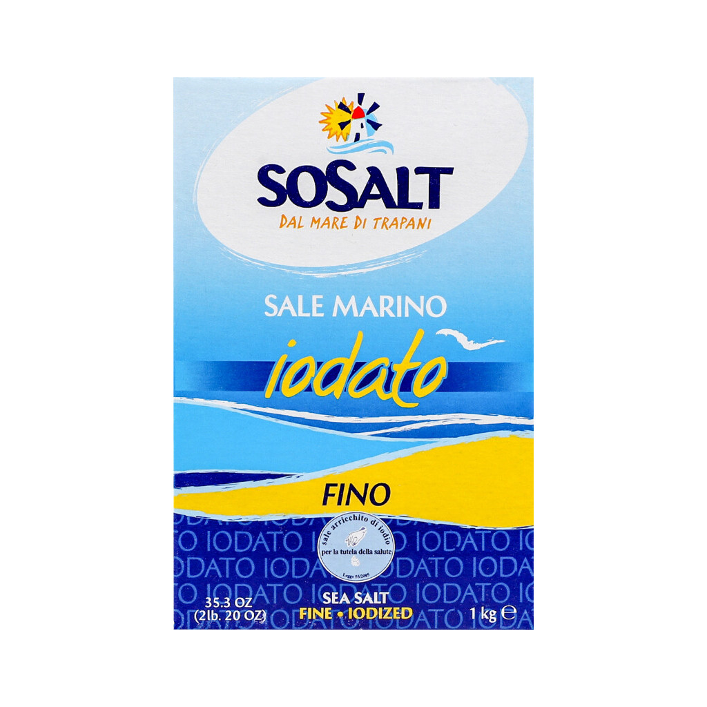Сіль Sosalt морська йодована мілка, 1кг (8014196125289)