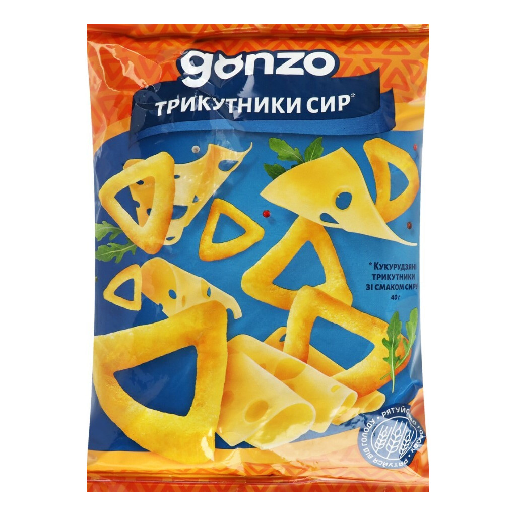 Трикутники кукурудзяні Gonzo зі смаком сиру, 40г (4820051241353)