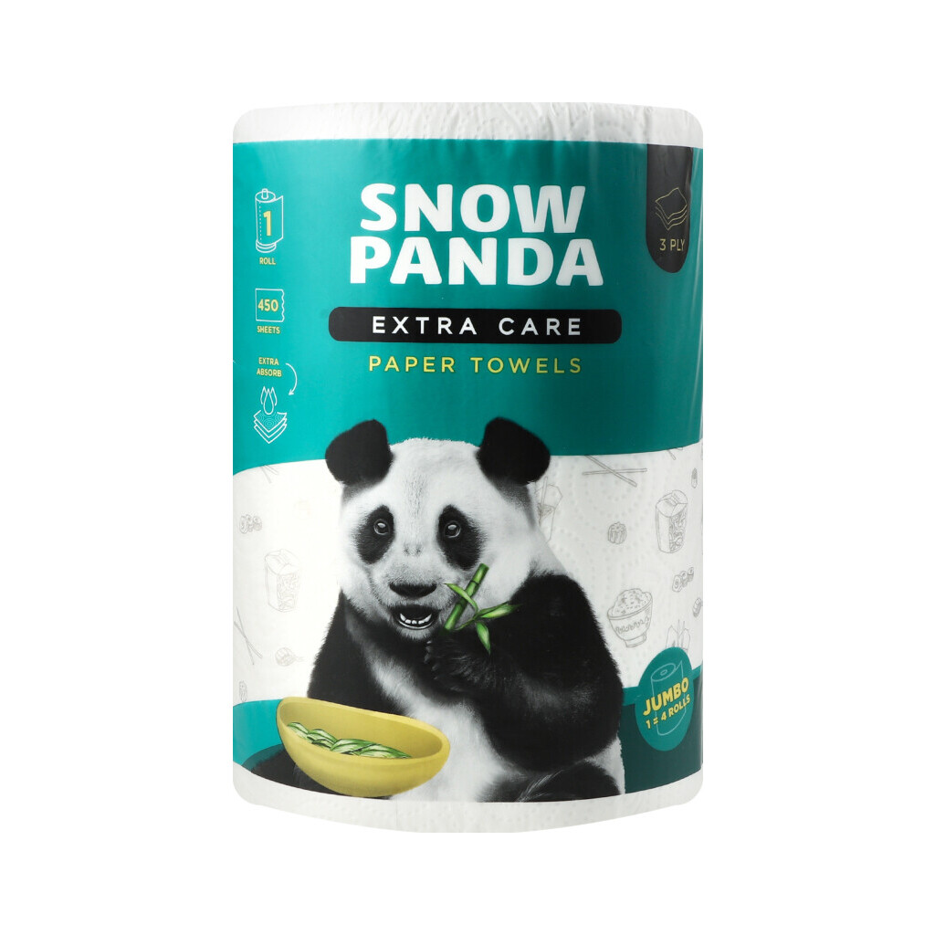 Рушники паперові Сніжна панда Extra Care 2-шарові 450 листів, шт (4820183971500)