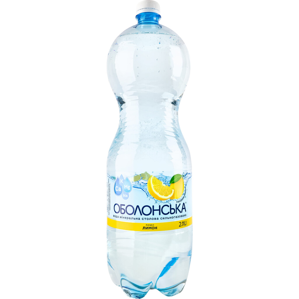 Вода минеральная Оболонь Оболонская + лимон, 2л (4820000190084)