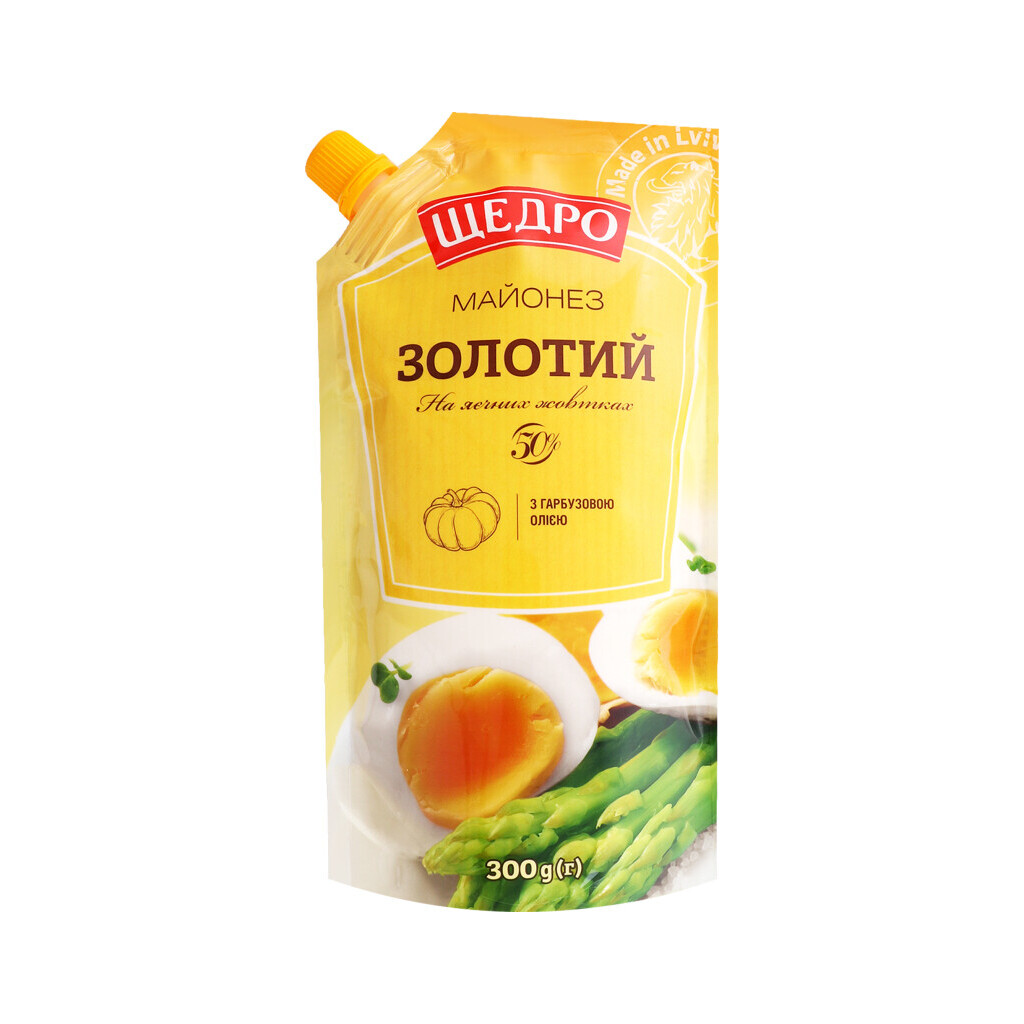 Майонез Щедро Золотой 50% д/п, 300г (4823097407318)