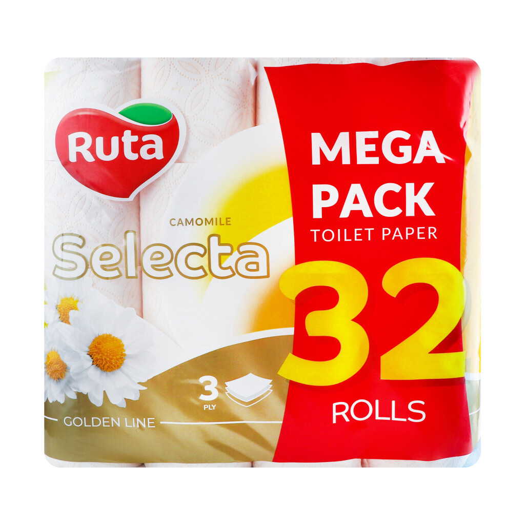 Бумага туалетная Ruta Selecta 3-слойная, 32шт (4820202894834)