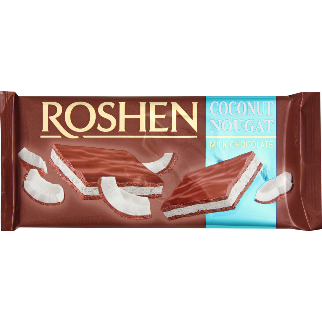 Шоколад молочний Roshen з кокосовою нугою, 90г (4823077614781)