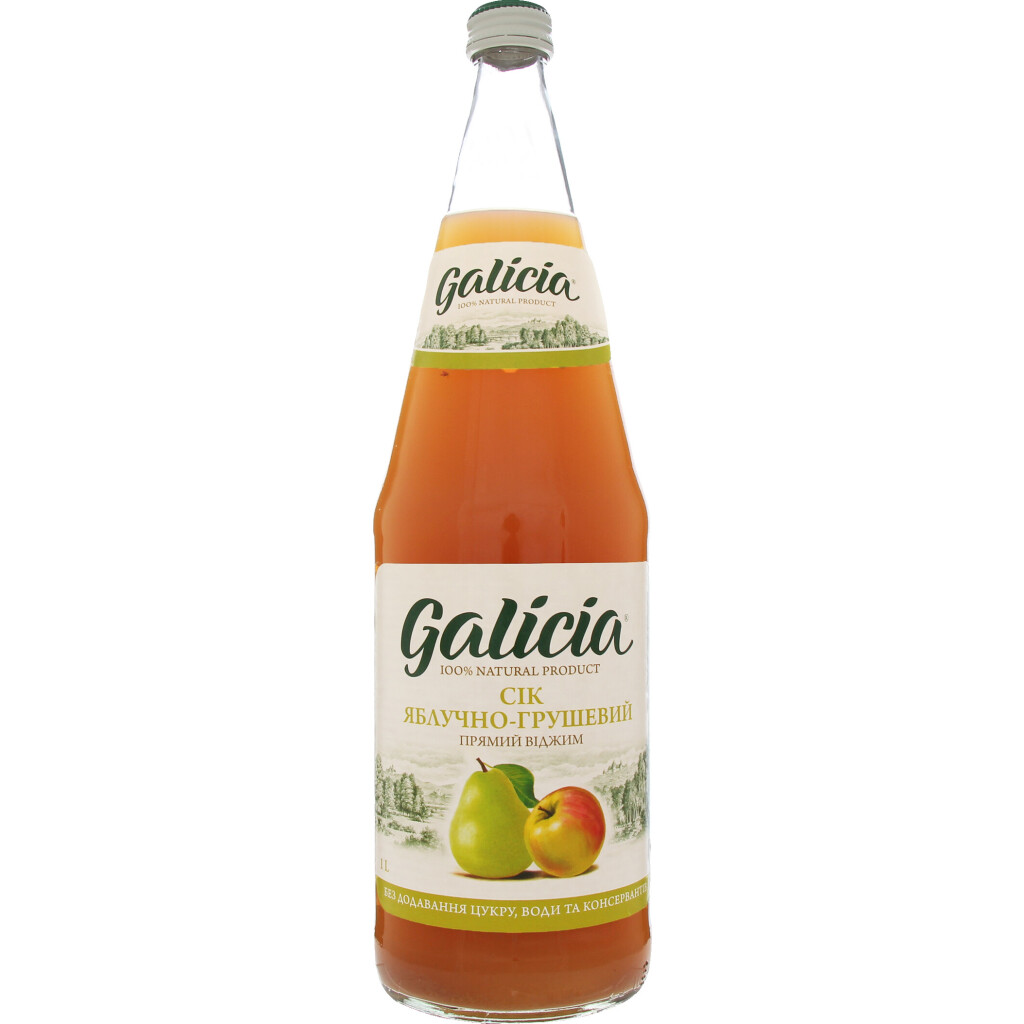 Сок Galicia яблучно-грушовый неосвеленный, 1л (4820209560374)