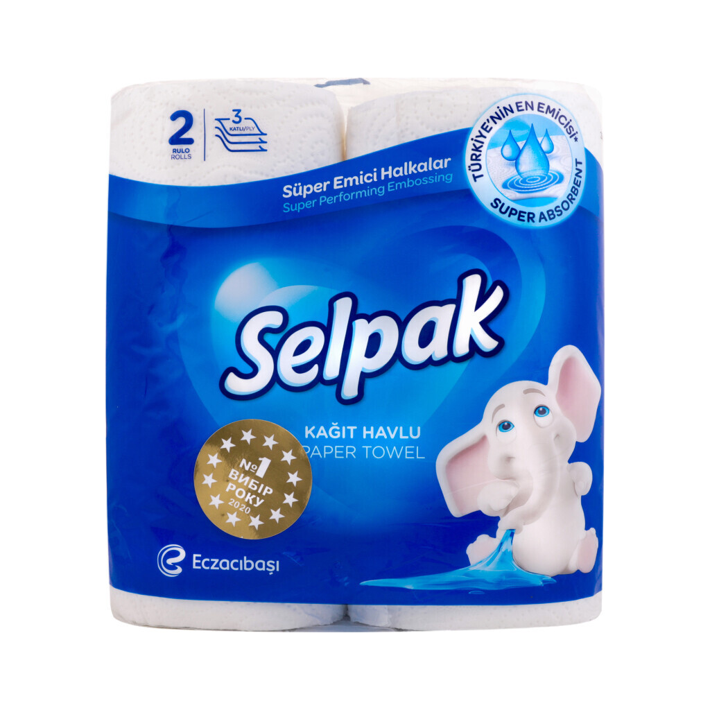 Полотенца бумажные Selpak 3-слойные, 2шт/уп (8690530015029)